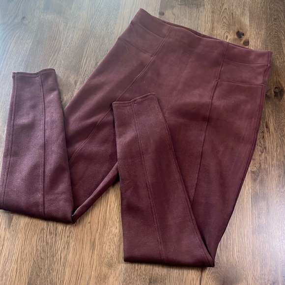 Spanx Faux Suede High Waisted Leggings Womens XL Rich Rose - Picture 1 of 9